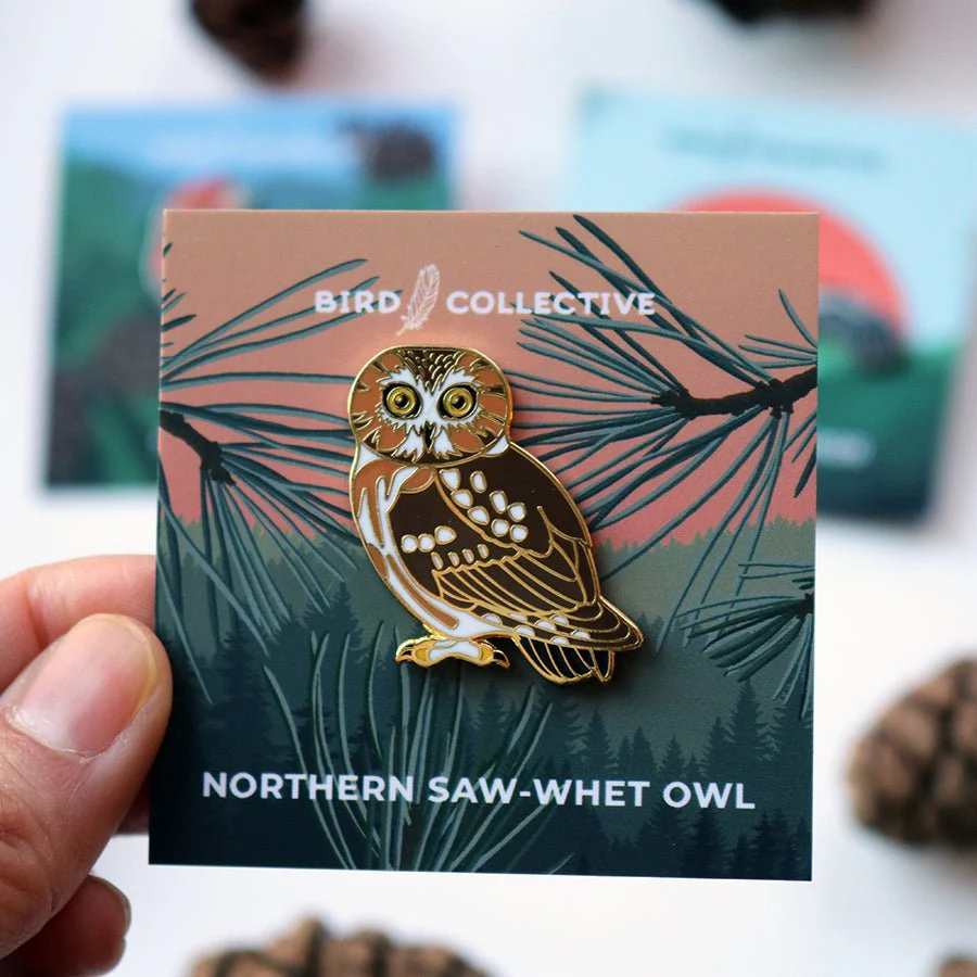 Saw-whet Owl Enamel Pin - Image 3